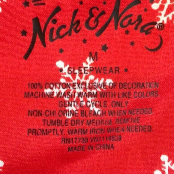 Nick & Nora Puppy Dogs Flannel Pajamas Red Medium - Picture 4 of 5